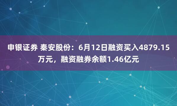 申银证券 秦安股份：6月12日融资买入4879.15万元，融资融券余额1.46亿元